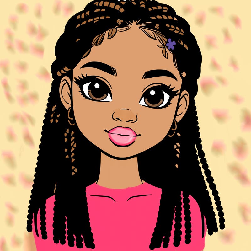 a realistic black girl with braids