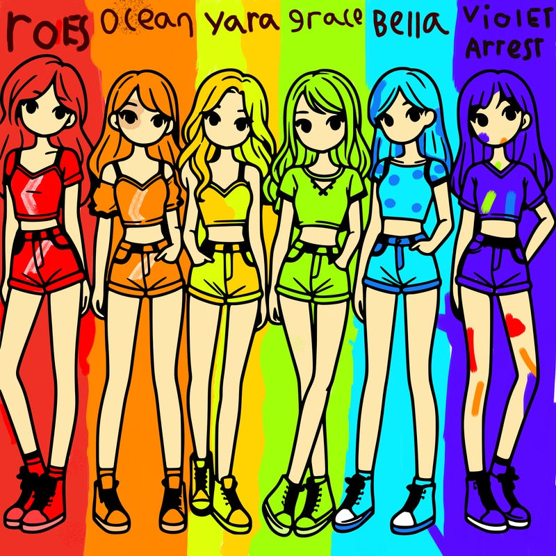 a group of girls wearing crop tops and shorts