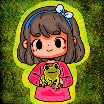 girl holding frog