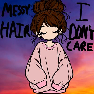 girl with baggy sweatshirt and messy bun