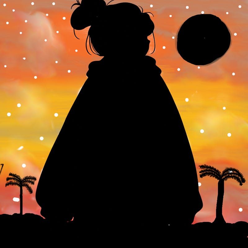 realistic girl with a oversized sweatshirt on and a bun