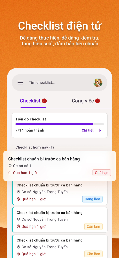 Interface do aplicativo Supa exibindo uma lista de verificação digital para gerenciamento de tarefas e acompanhamento de progresso