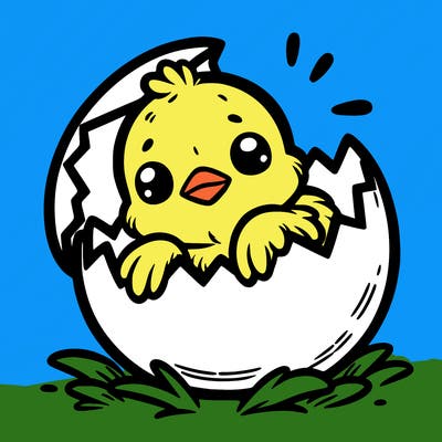 baby chick in cracked egg