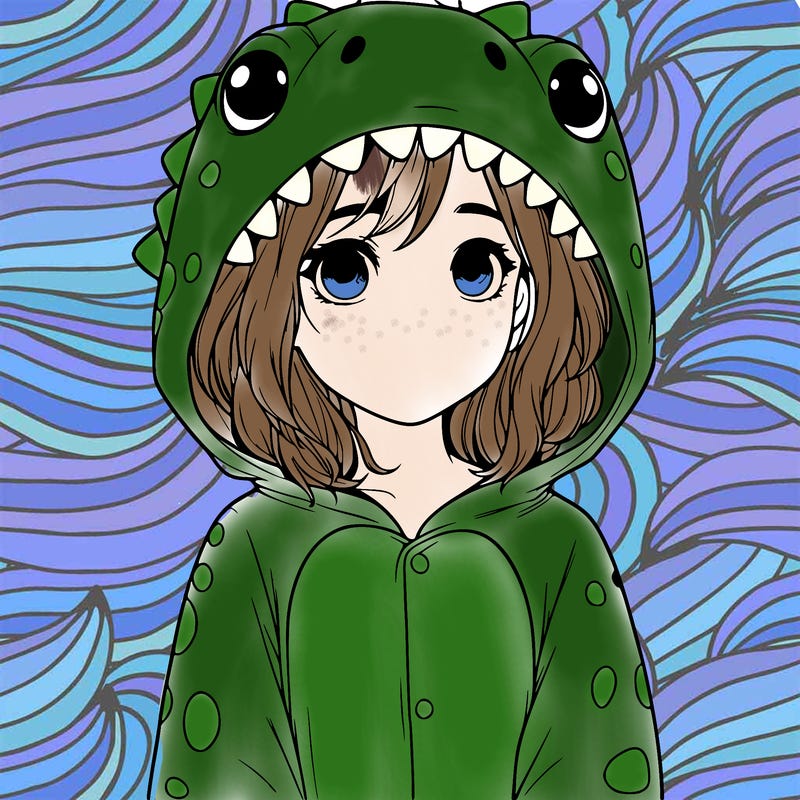 a girl in a dinosaur onesie realistic