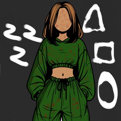 realistic girl faceless with baggy pants and a crop top
