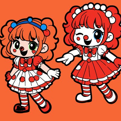 girl acting as a cute clown girl