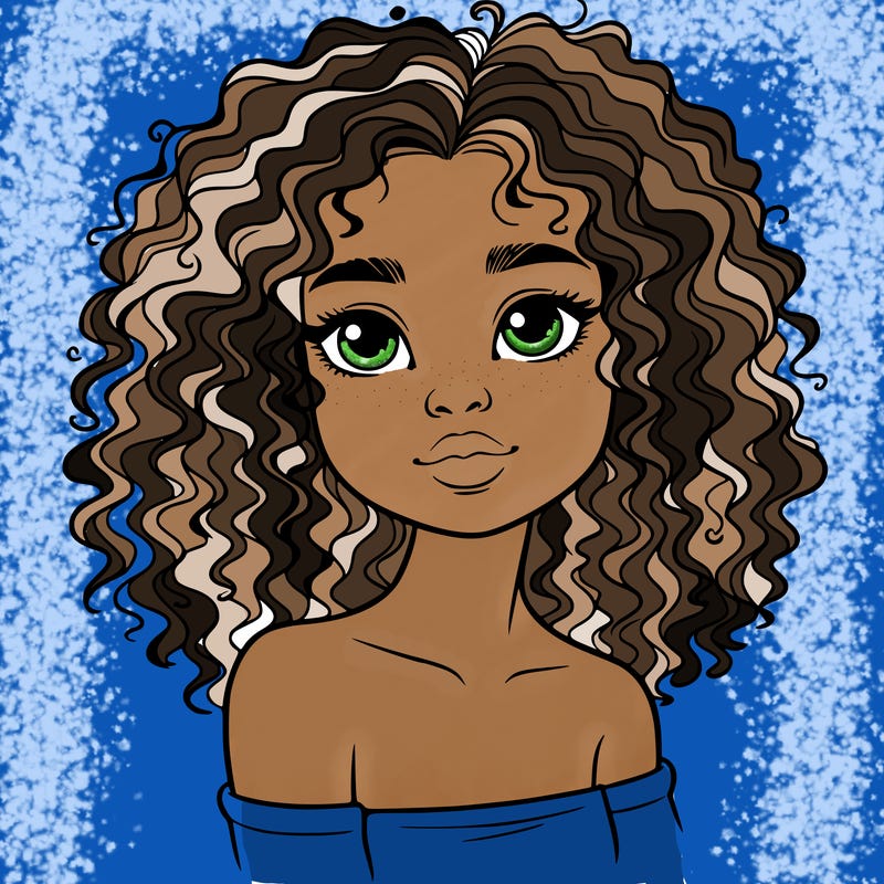 realistic girl with curly hair