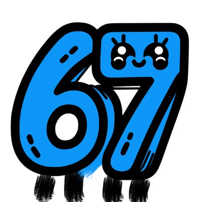 the numbers 67
