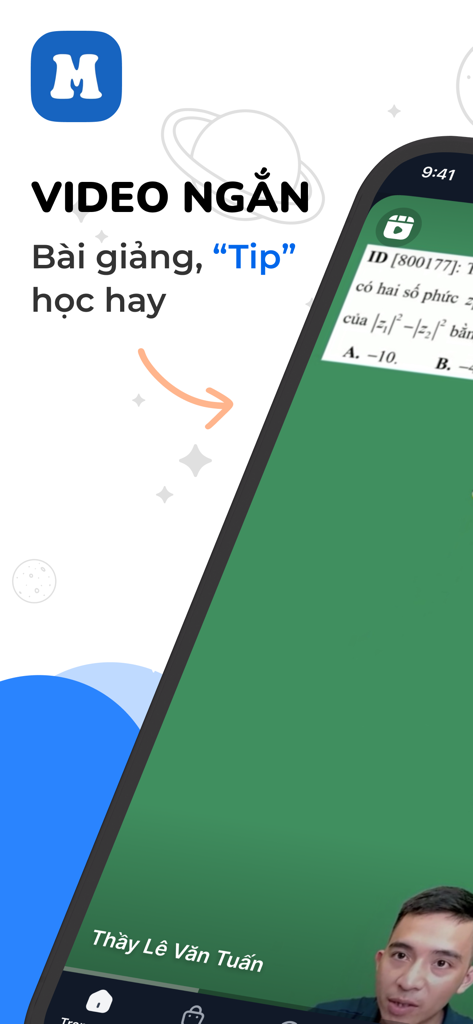 Moon.vn - App học online! - Moon vn app screen displaying short video lessons and study tips