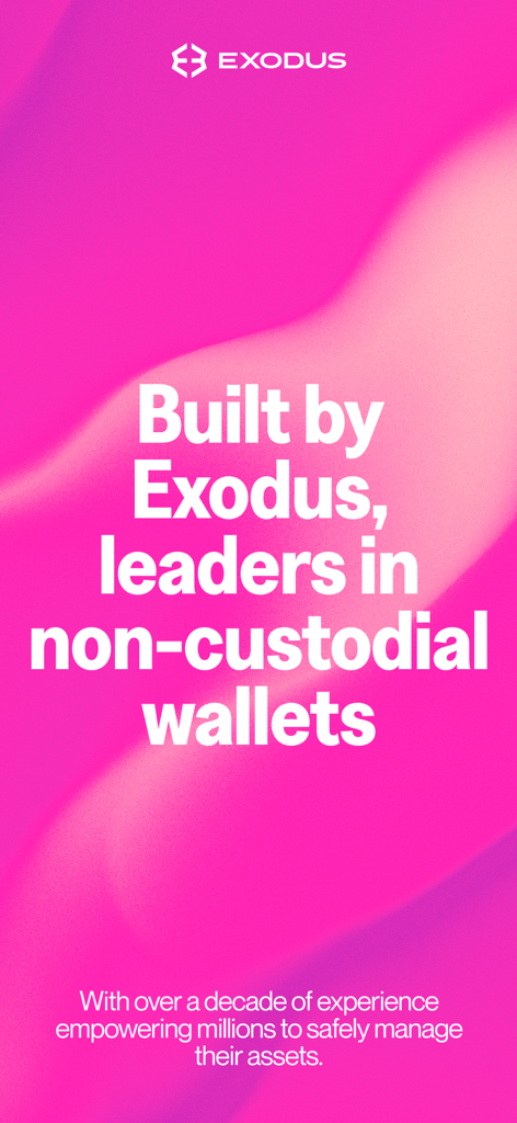 Imagen promocional de Grateful de Exodus destacando su experiencia en billeteras no custodiales y una década de trayectoria.