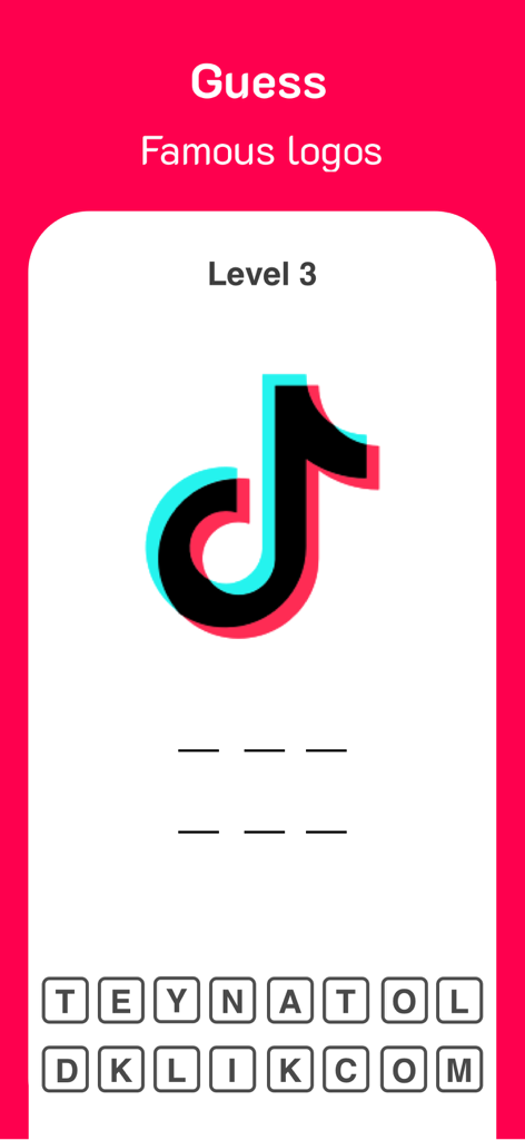Logo Quiz: Guess Brands - Pantalla de juego de Logo Quiz que muestra un rompecabezas del logo de TikTok