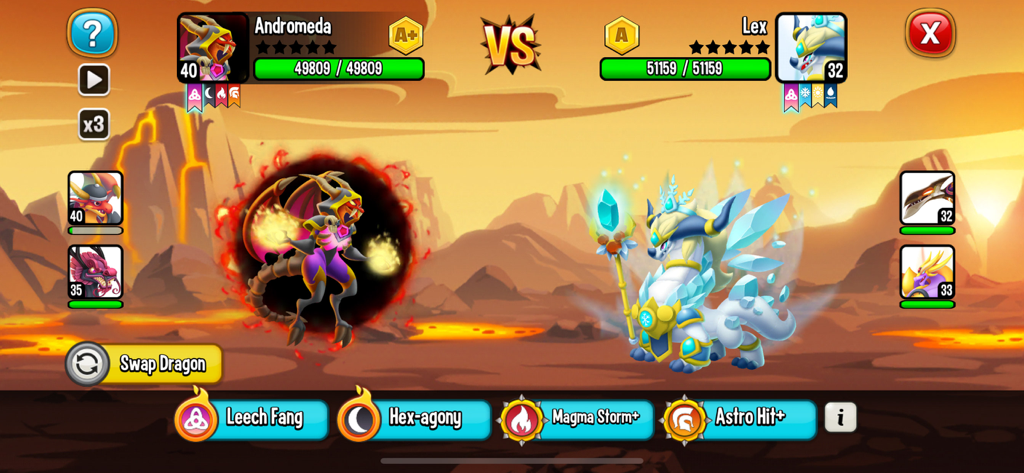 Dragon City: Battle Adventure! - Una batalla por turnos entre dos dragones en Dragon City Battle Adventure