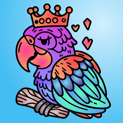 macaw with a crown