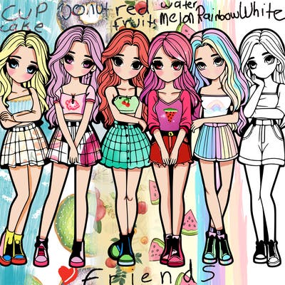 a group of girls realistic