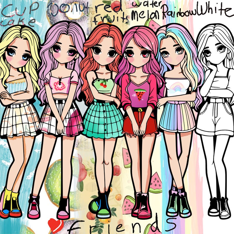 a group of girls realistic