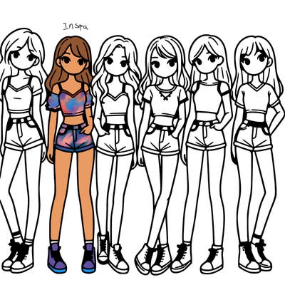 a group of girls wearing crop tops and shorts