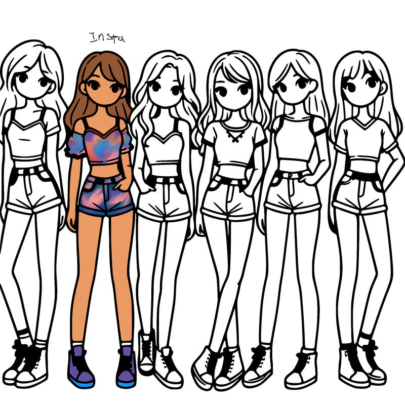 a group of girls wearing crop tops and shorts