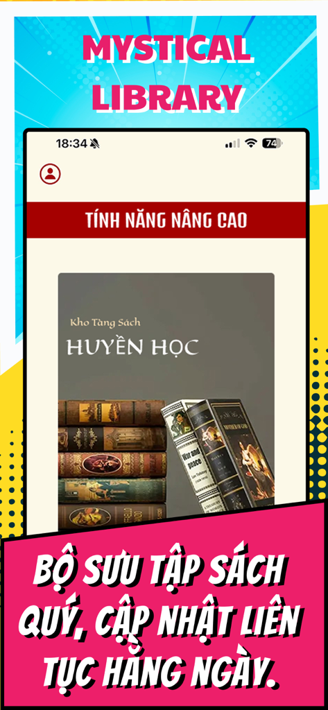 Astrology 365: Palmistry Tarot - Sección de Biblioteca Mística de la aplicación Astrology 365 con una colección de libros espirituales.