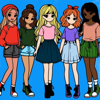 a group of five girls