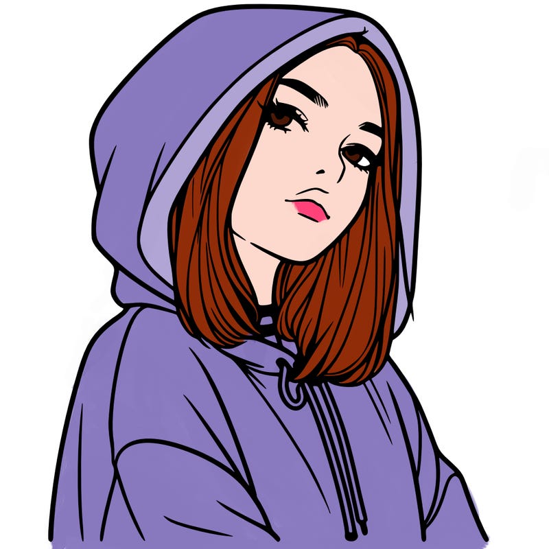 a realistic girl in a hoodie