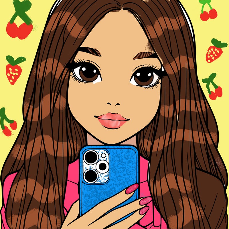 realistic girl with a phone