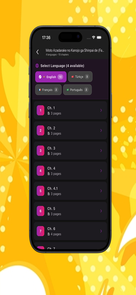 Romance Manga Galaxy: MangaDex - Interface showing available chapters and language options for a manga series