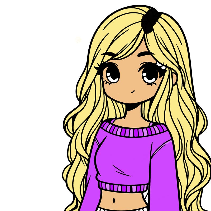 girl with long hair and a crop top with a sweater