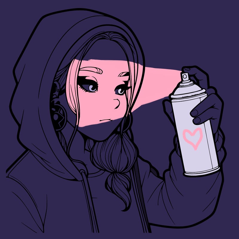a realistic girl, spray painting