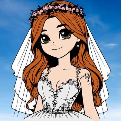 realistic girl in a wedding dress