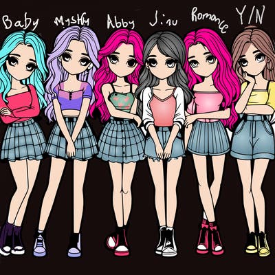 a group of girls realistic