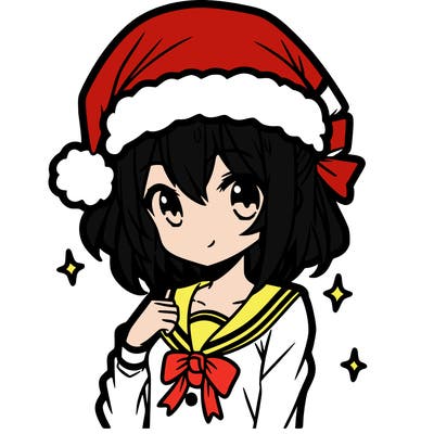 anime girl wearing a santa hat
