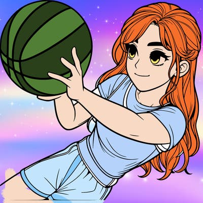 realistic girl playing basketball