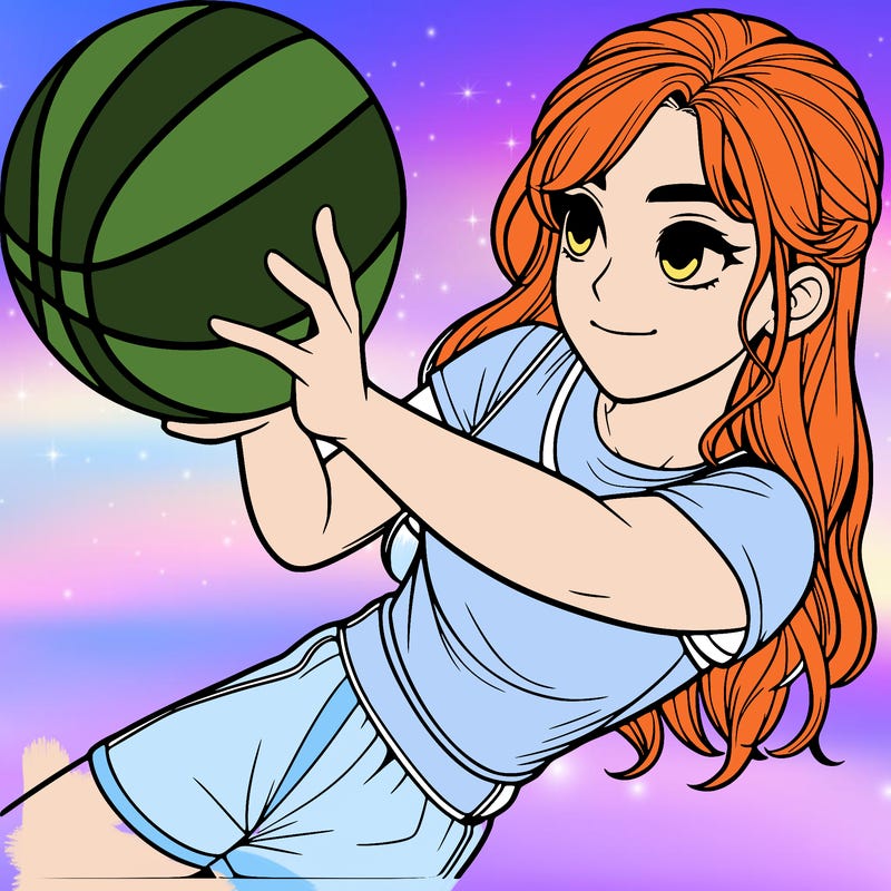 realistic girl playing basketball