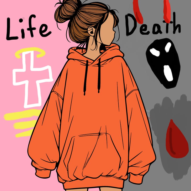 realistic girl with a oversized sweatshirt on and a bun