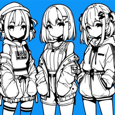 anime girls in streetwear outfits