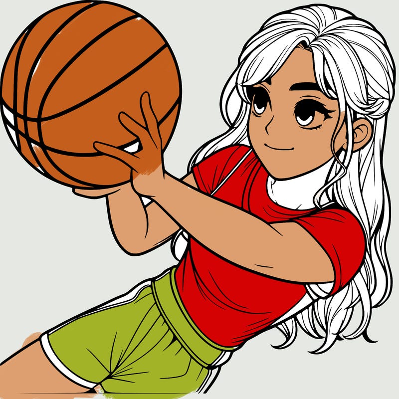 realistic girl playing basketball