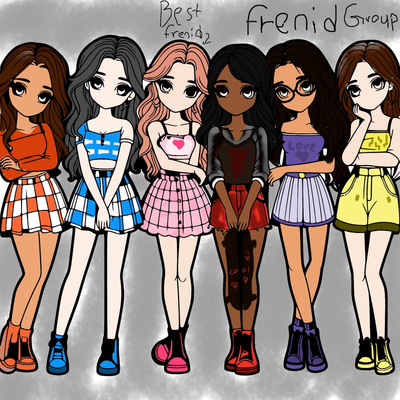 a group of girls realistic