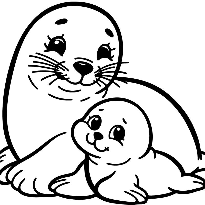 mother and baby seal