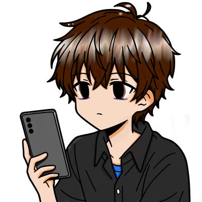 anime boy on his phone