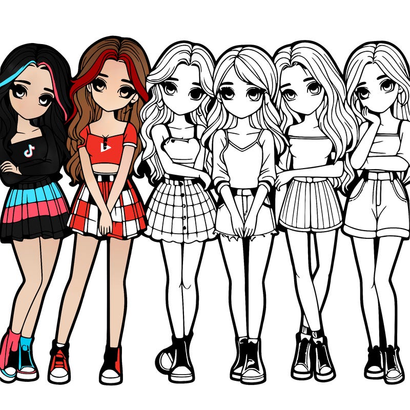 a group of girls realistic