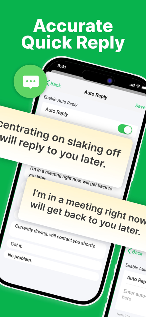 Interface of the Messenger Duo Web and Clone Chat app showing the auto reply and quick response settings.