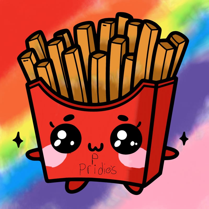 a cute. french fries