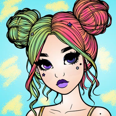 realistic girl with space buns