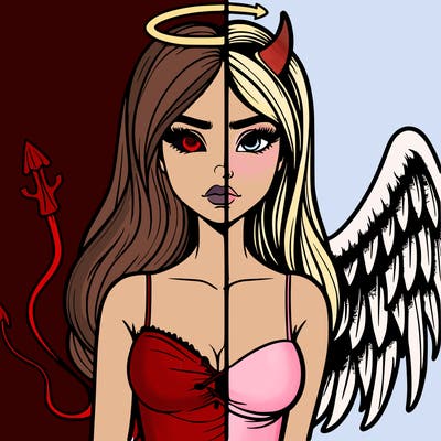 devil vs angel realistic girl
