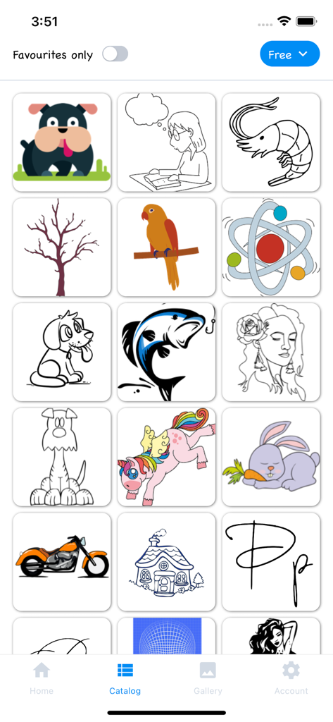Tracing projector & Lightbox - A grid of drawing templates for tracing featuring animals and nature