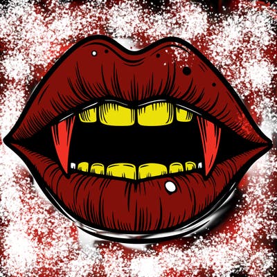 lips with vampire teeth