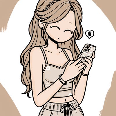 girl with crop top texting on her phone