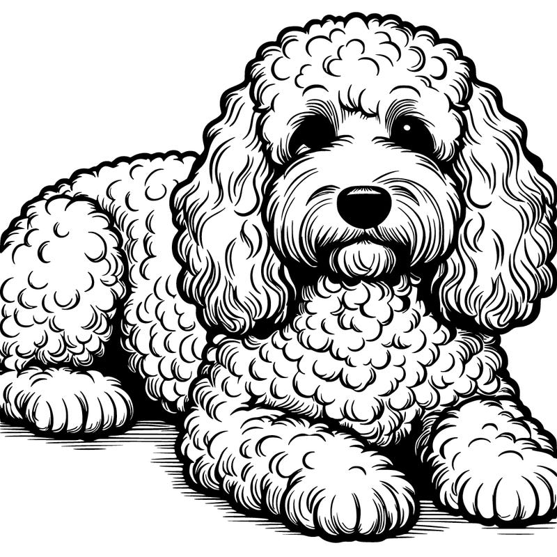 realistic cockapoo lying down
