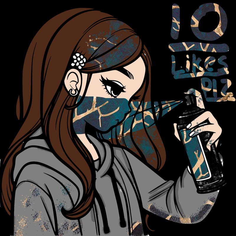 a realistic girl spray painting