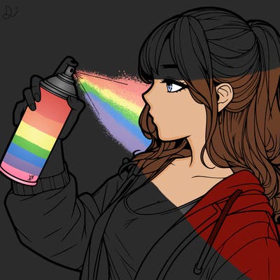 a realistic girl spray, painting